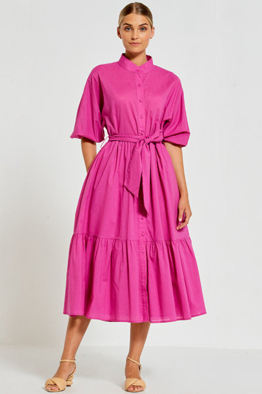 Dolman Shirt Dress in Fuchsia