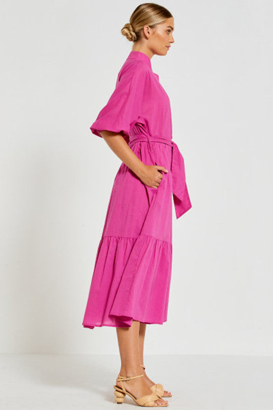 Dolman Shirt Dress in Fuchsia