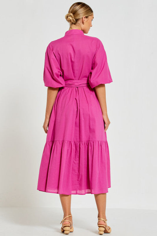 Dolman Shirt Dress in Fuchsia