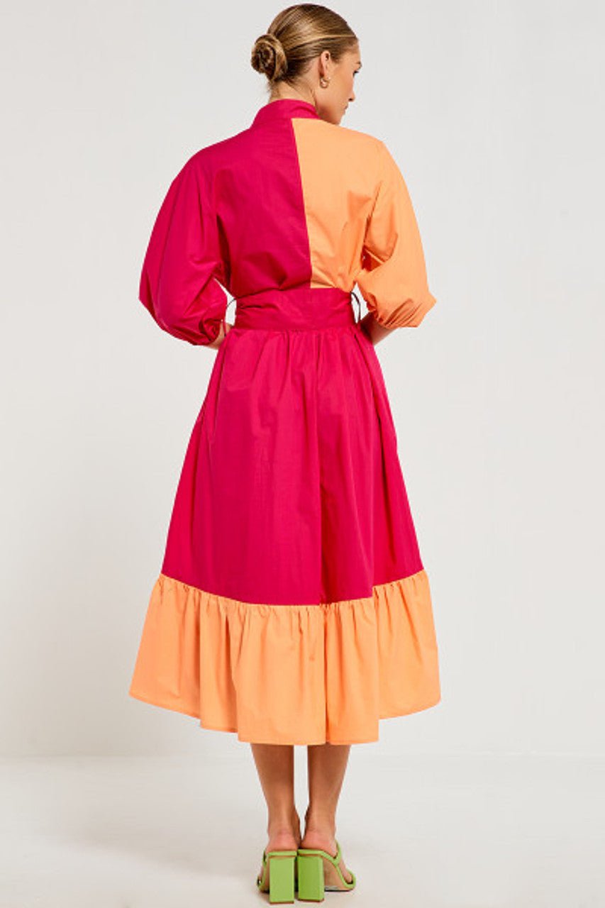 Dolman Shirt Dress In Fuchsia Mix