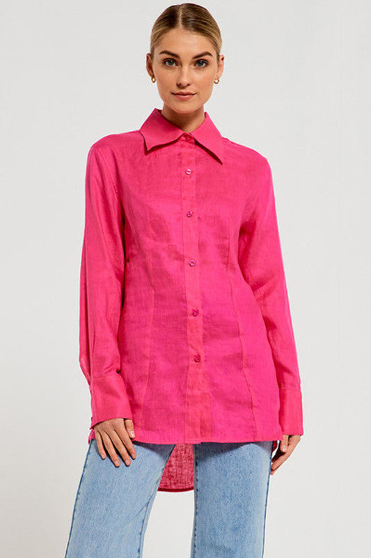 Tailored Oversized Shirt in Fuchsia