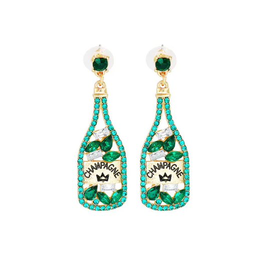 Sparkling Champagne Green Earrings