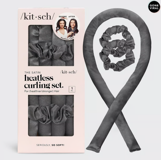 Satin Heatless Curling Set, Charcoal