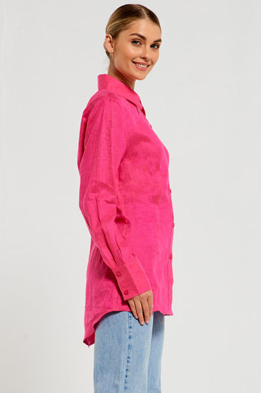 Tailored Oversized Shirt in Fuchsia