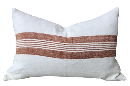 Heavyweight French Linen Cushion 40x60cm Lumbar - Campbell Rust