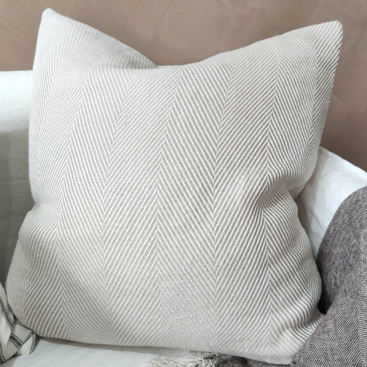 Herringbone Heavyweight Pure French Linen Cushion 55cm Square