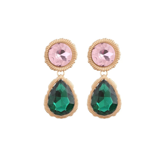 Zara Iced Pink Green Earrings