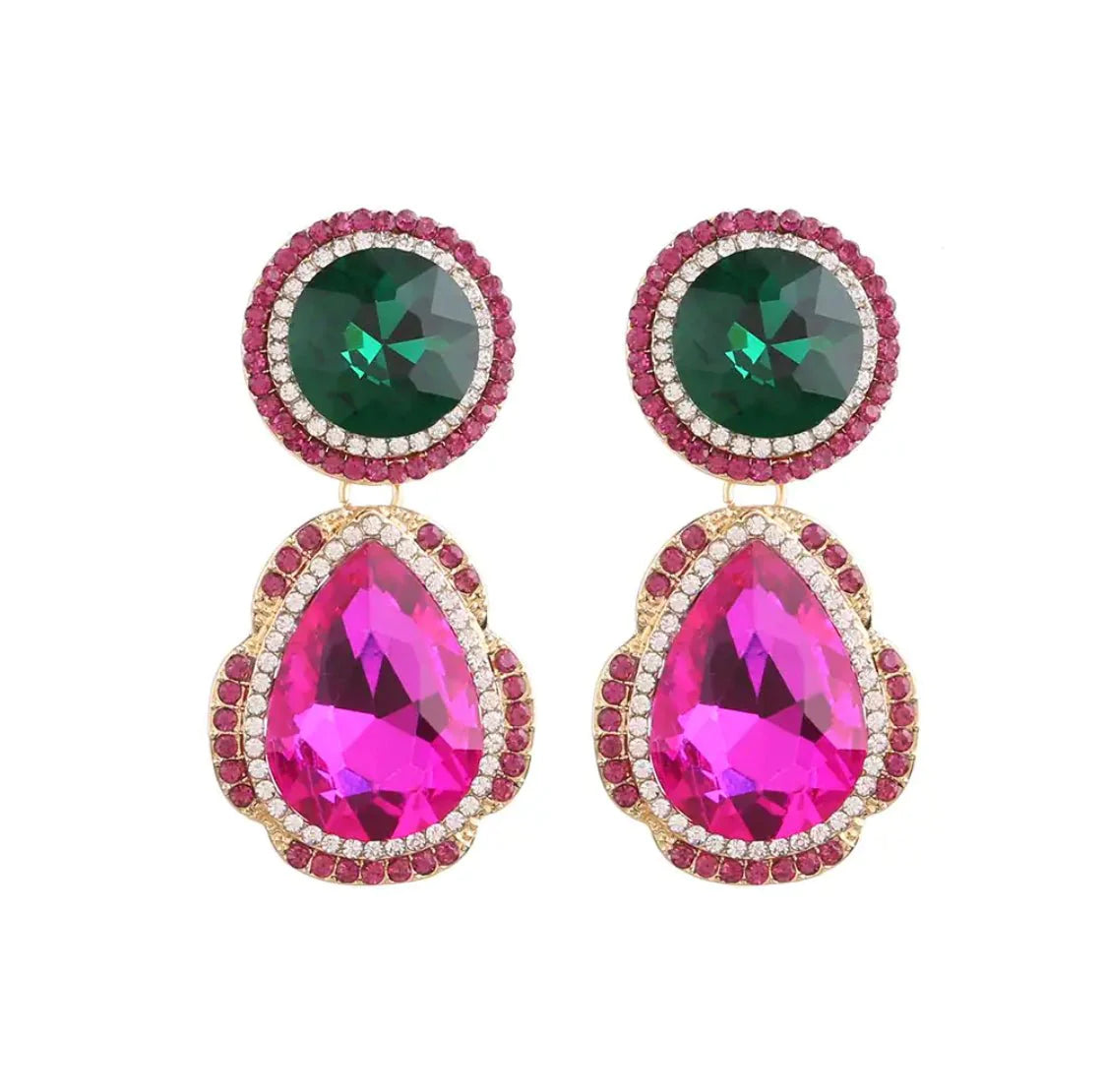 Zara Magenta Green Earrings