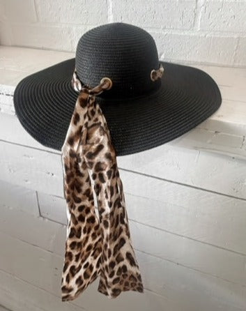 Black Animal Print Scarf Hat