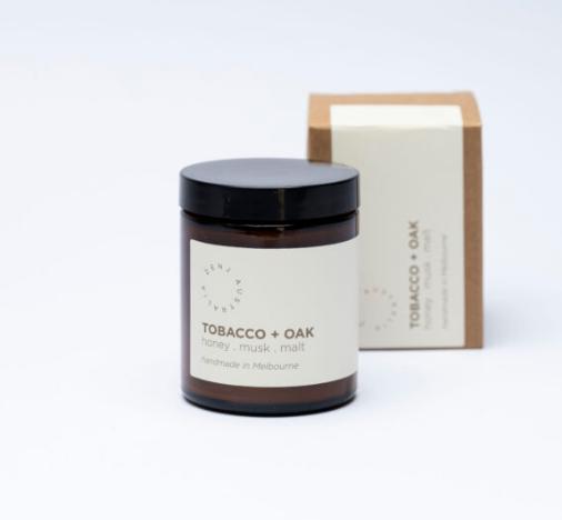 Tobacco & Oak Soy Wax Candle - available in 2 sizes