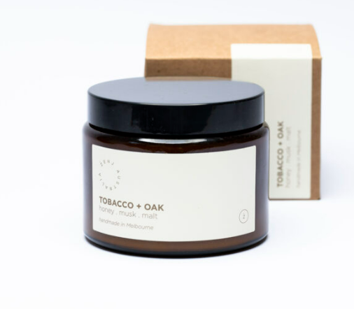 Tobacco & Oak Soy Wax Candle - available in 2 sizes