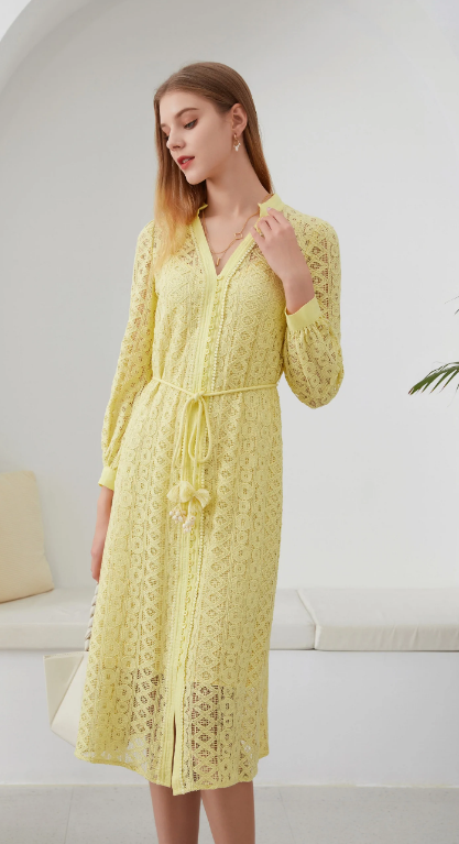 Ava Lace Dress, Lemon