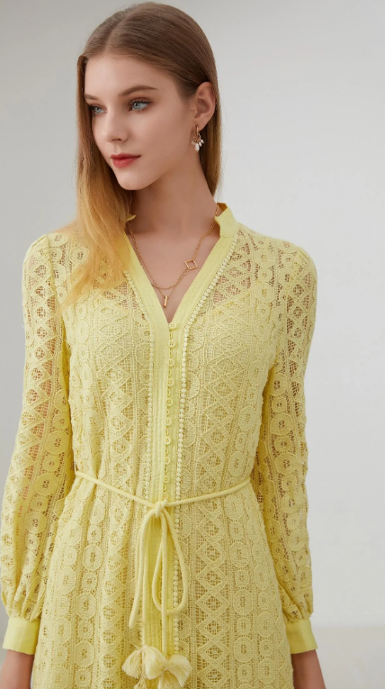 Ava Lace Dress, Lemon