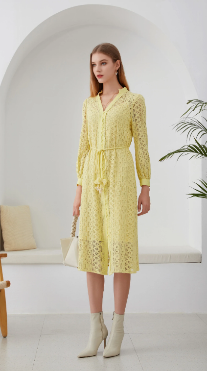 Ava Lace Dress, Lemon