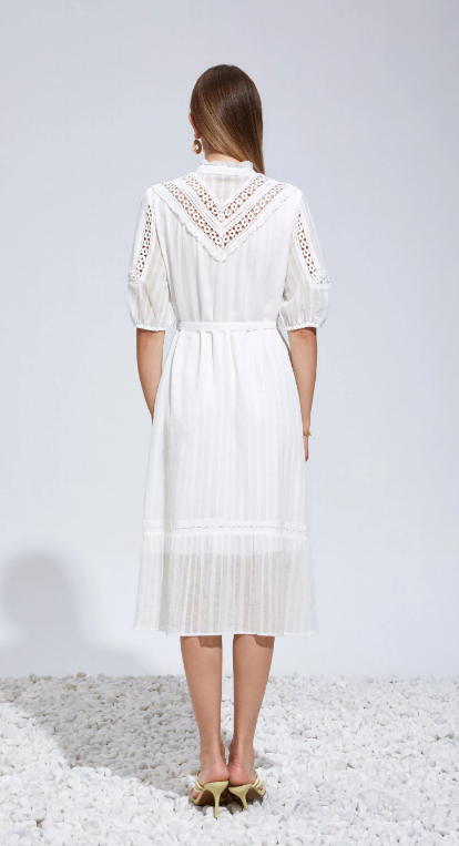 Aelis Embroidered Cotton Dress, White