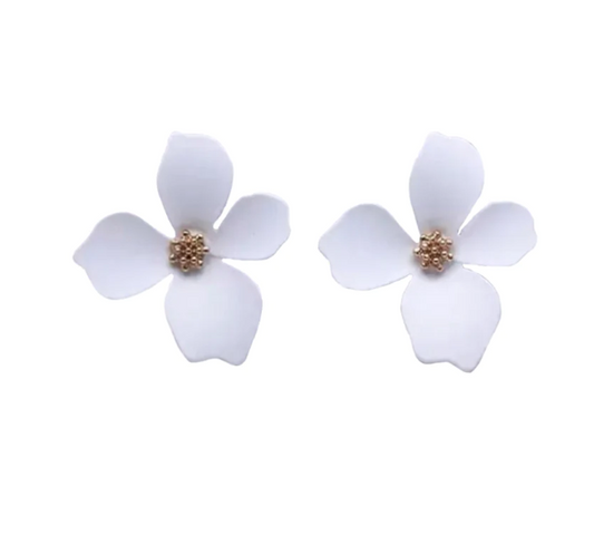 Cherie Petals White Earrings