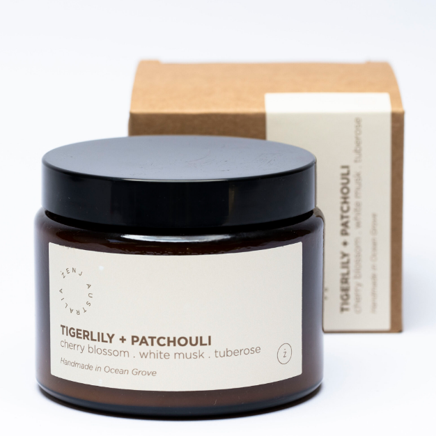 Tigerlily & Patchouli Soy Wax Candle - available in 2 sizes