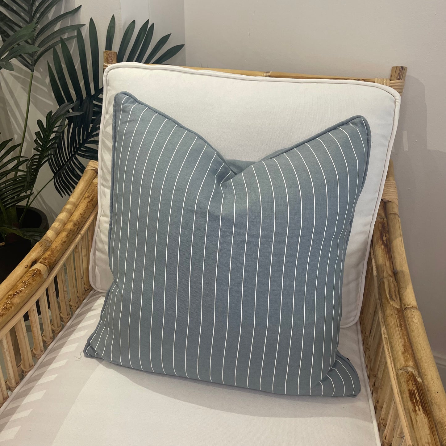 Duck Egg Stripe Square Cushion