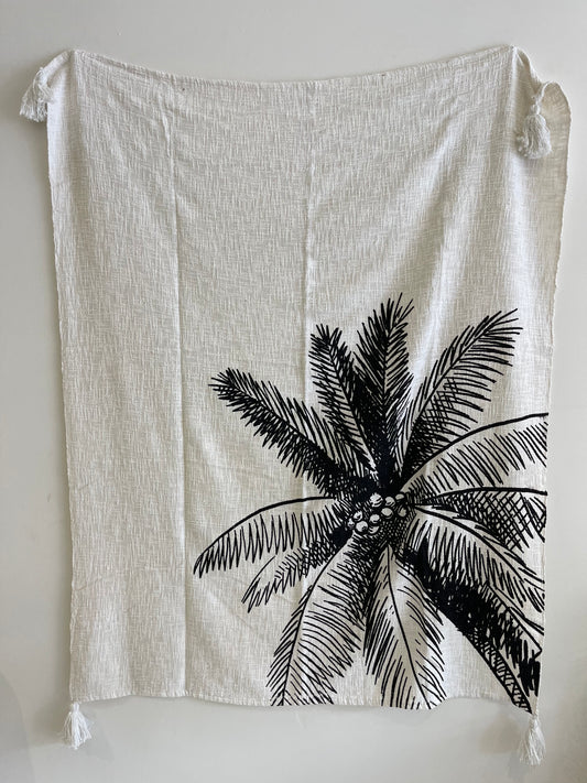 Coco Palm Throw - White/Black